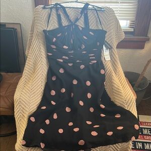 Elegant Black and Pink Polka Dot Dress